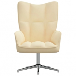 Fotel, kremowy, tapicerowany aksamitem