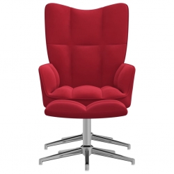 Fotel z podnóżkiem, winna czerwień, obity aksamitem