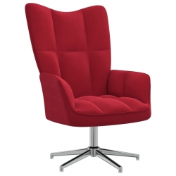 Fotel z podnóżkiem, winna czerwień, obity aksamitem