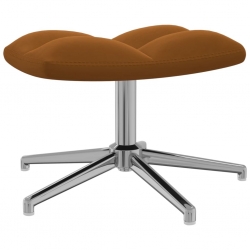 Fotel z podnóżkiem, brązowy, obity aksamitem