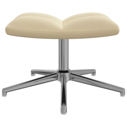 Fotel z podnóżkiem, kremowy, tapicerowany aksamitem