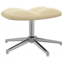 Fotel z podnóżkiem, kremowy, tapicerowany aksamitem