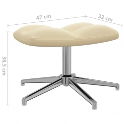 Fotel z podnóżkiem, kremowy, tapicerowany aksamitem