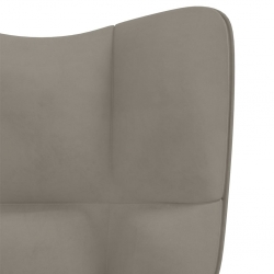 Fotel bujany, jasnoszary, tapicerowany aksamitem