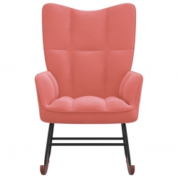 Fotel bujany, różowy, tapicerowany aksamitem