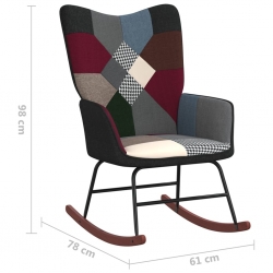 Fotel bujany z podnóżkiem, patchworkowy, obity tkaniną