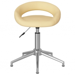 Obrotowe krzesła stołowe, 2 szt., kremowe, obite sztuczną skórą