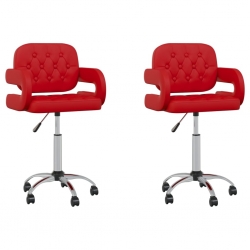 Obrotowe krzesła stołowe, 2 szt, winna czerwień, sztuczna skóra