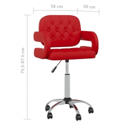 Obrotowe krzesła stołowe, 2 szt, winna czerwień, sztuczna skóra