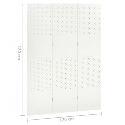 Parawan 3-panelowy, biały, 120 x 180 cm, stalowy