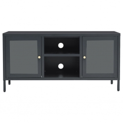 Szafka pod telewizor, antracytowa, 105x35x52 cm, stal i szkło