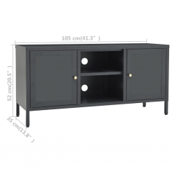 Szafka pod telewizor, antracytowa, 105x35x52 cm, stal i szkło