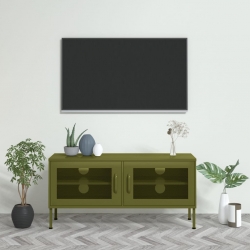 Szafka pod telewizor, oliwkowa, 105x35x50 cm, stalowa