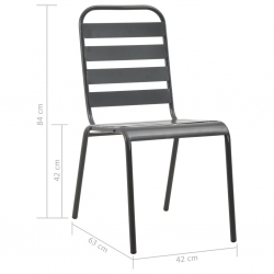 Krzesła ogrodowe, sztaplowane, 2 szt., stalowe, szare