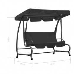 Huśtawka ogrodowa z baldachimem, antracytowa