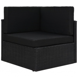 Modułowe siedzisko narożne, rattan PE, czarne