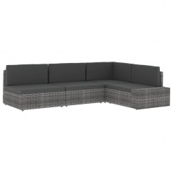Modułowe siedzisko narożne, rattan PE, czarne