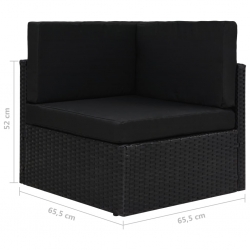 Modułowe siedzisko narożne, rattan PE, czarne