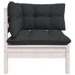 2-osobowa sofa ogrodowa z poduszkami, białe drewno sosnowe