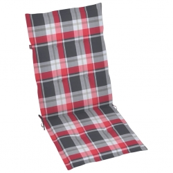 Krzesła ogrodowe, 4 szt., z poduszkami w czerwoną kratkę, tek
