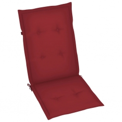 Krzesła ogrodowe, 6 szt., winnoczerwone poduszki, drewno tekowe