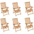 Krzesła ogrodowe, 6 szt., kobaltowe poduszki, drewno tekowe