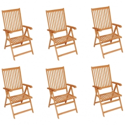 Krzesła ogrodowe, 6 szt., z poduszkami w czerwoną kratkę, tek