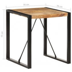 Stolik jadalniany, 70x70x75 cm, lite, surowe drewno mango