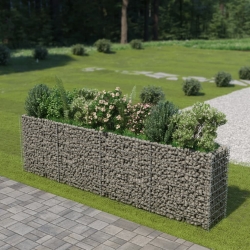 Podwyższona donica gabionowa, galwanizowana stal, 360x50x100 cm
