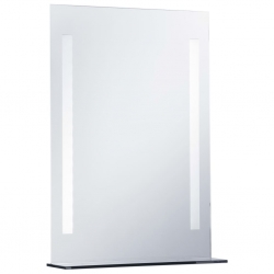 Ścienne lustro łazienkowe z LED, z półką, 50 x 70 cm