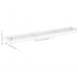 Podwyższona donica gabionowa, galwanizowana stal, 270x30x10 cm