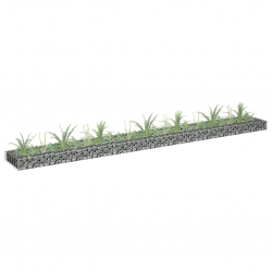 Podwyższona donica gabionowa, galwanizowana stal, 270x30x10 cm