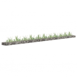 Podwyższona donica gabionowa, galwanizowana stal, 450x30x10 cm