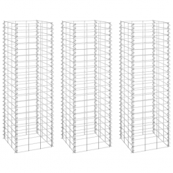 Wysokie donice gabionowe, 3 szt., 30x30x100 cm, żelazo