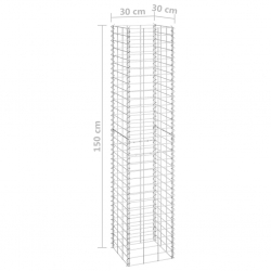 Wysokie donice gabionowe, 3 szt., 30x30x150 cm, żelazo
