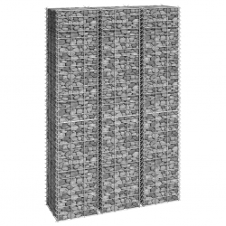 Wysokie donice gabionowe, 3 szt., 30x30x150 cm, żelazo