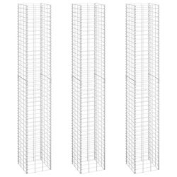 Wysokie donice gabionowe, 3 szt., 30x30x200 cm, żelazo