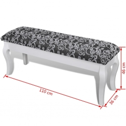 Stylowa ławeczka do toaletki, 2-osobowa, 110cm, czarna
