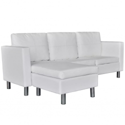 Sofa 3-osobowa, skóra syntetyczna, biała