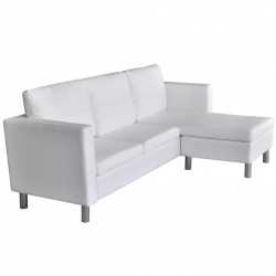 Sofa 3-osobowa, skóra syntetyczna, biała