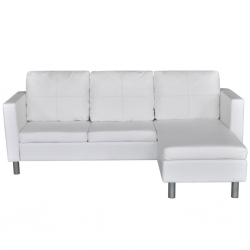 Sofa 3-osobowa, skóra syntetyczna, biała