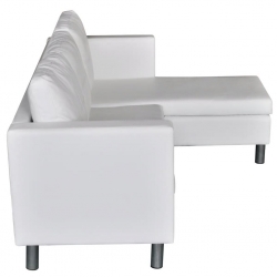 Sofa 3-osobowa, skóra syntetyczna, biała