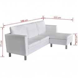 Sofa 3-osobowa, skóra syntetyczna, biała