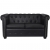 Sofa 2-osobowa w stylu Chesterfield, sztuczna skóra, czarna