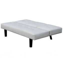 Kanapa/Sofa rozkładana ze składanym stolikiem, ekoskóra biała