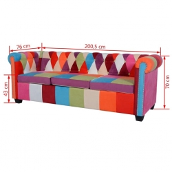 Trzyosobowa sofa materiałowa Chesterfield