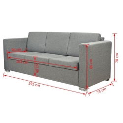 3 osobowa sofa tapicerowana jasnoszara