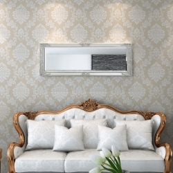 Lustro ścienne w stylu barokowym, 140x50 cm, srebrne