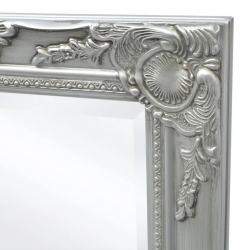 Lustro ścienne w stylu barokowym, 140x50 cm, srebrne