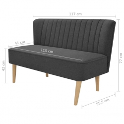 Sofa, 117x55,5x77 cm, ciemnoszara, tkanina